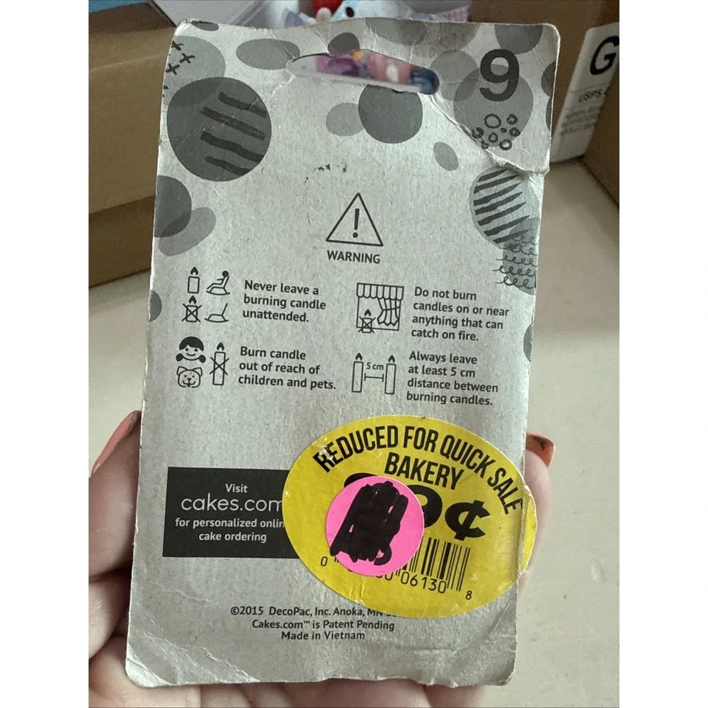 Bakery Crafts #9 Numeral * Candles Birthday Cake Candle Confetti 3 inch
